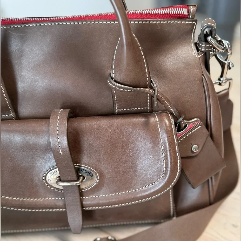 Dooney & Bourke Toscana Brown Leather Satchel Bag - Picture 11 of 16